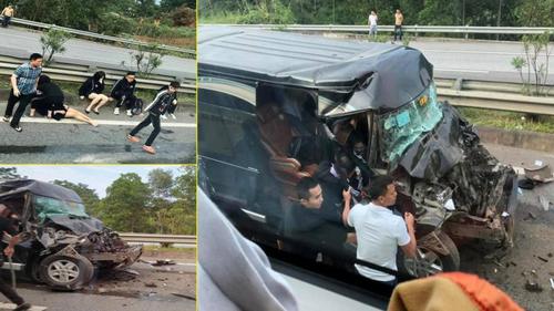 Ô tô Limousine nát đầu, 8 hành khách bị thương nặng sau cú tông mạnh vào xe đầu kéo